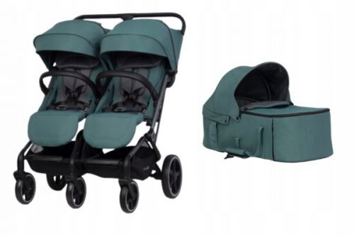  Количка за близнаци Easy Go Echo Sage Green + Мека кошница за бебешка количка ECHO EasyGo Baby Безопасно и удобно