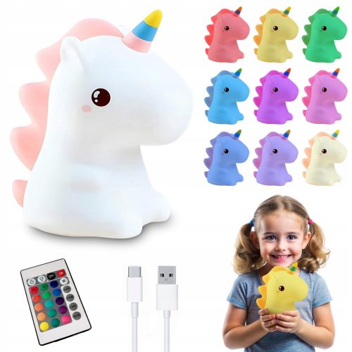  СИЛИКОНОВА LED НОЩНА ЛАМПА RAINBOW UNICORN USB