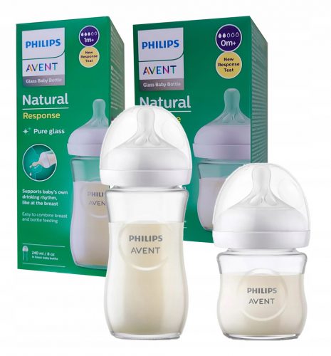  КОМПЛЕКТ СТЪКЛЕНИ БУТИЛКИ PHILIPS RESPONSE AVENT NATURAL 3.0 120 ml + 240 ml