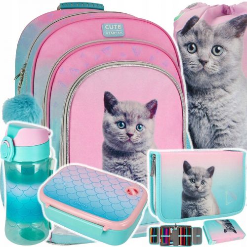  Ученическа раница Starpak с много отделения Shades of blue, Shades of pink, Shades of green, Multicolor 23 l + 4 други продукта