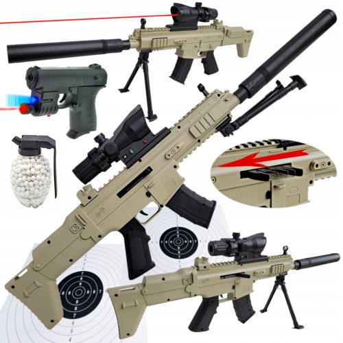  Щурмова пушка Scar с BBs AIR SOFT GUN + пистолет + 800 BBs