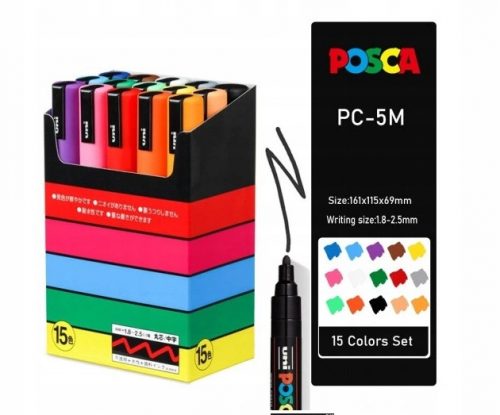  Маркер Posca PC-3M с боя за плакати, комплект 8 бр