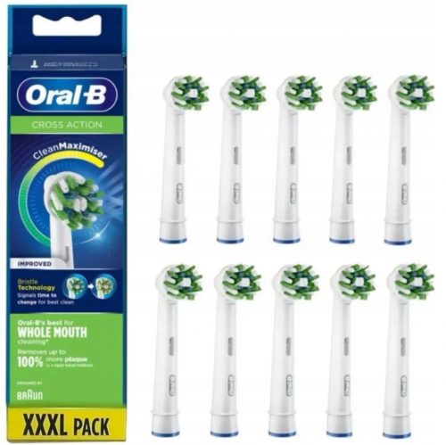  10x ГЛАВИ ЗА ЧЕТКА ЗА ЗЪБИ BRAUN ORAL-B КРЪСТОЧНО ДЕЙСТВИЕ, БЕЛИ