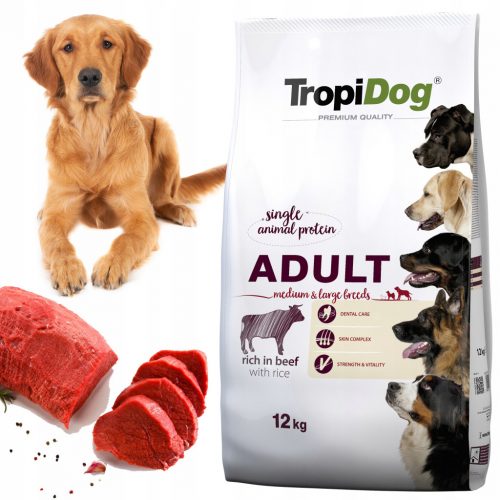  TROPIDOG Beef 12 кг Възрастни средно големи породи