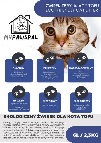  MyPawsPal 3x натрупваща се естествена екологична котешка тоалетна, еко тофу