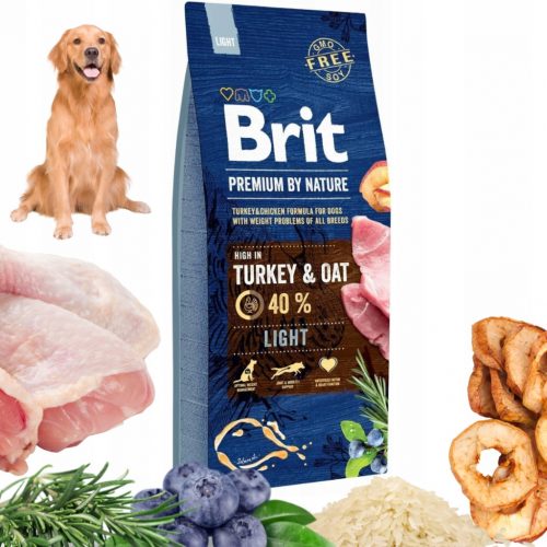  BRIT PREMIUM BY NATURE LIGHT TURKEY Суха храна с пуешко и овесени ядки 15KG