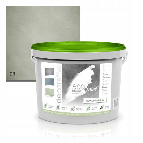 EcoPaint глинена боя за стена 5 л Каменно зелено (декоративна пепел) мат