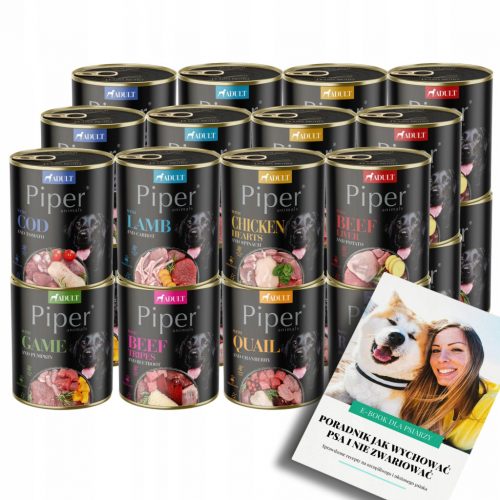  DOLINA NOTECI PIPER Мокра храна за КУЧЕТА MIX 8 Flavors 24x 800g + EBOOK DOG