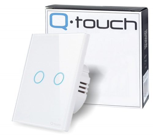 Двоен сензорен ключ, вграден Qtouch бял QW.W2