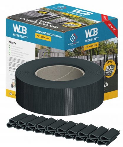 Оградна лента WDB Plast Basic Line 47,5 mm x 35 m антрацит